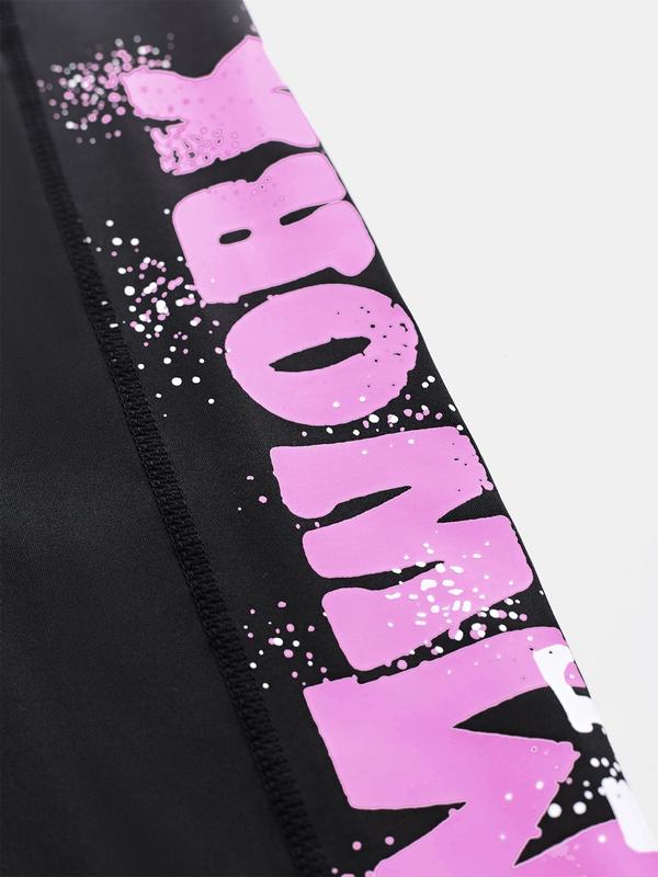 YOZY Women's Letter Print High Waist Leggings, Casual Comfy Breathable Skinny Pants for Daily Wear, Ladies Bottoms for All Seasons