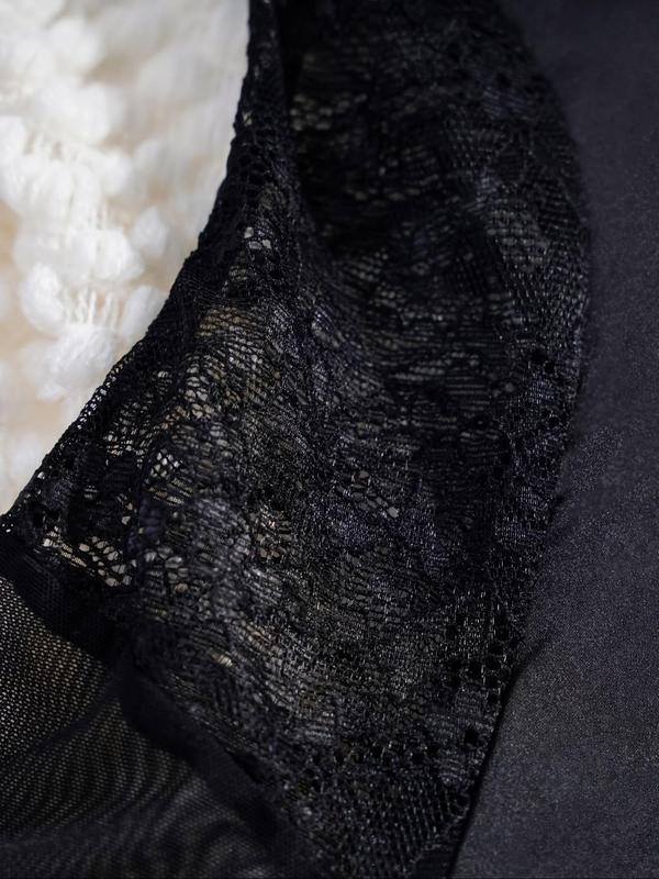 Women's Patchwork Criss Cross Backless Contrast Lace Bow Decor Cami Nightdress, Sexy Adjustable Strap Fake Button Contrast Mesh Sheer Nightgown, Solid Color Spaghetti Strap Night Dress for All Seasons