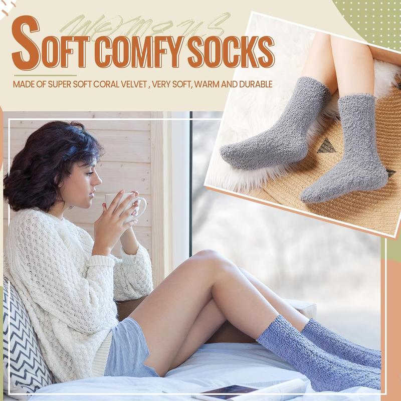 Womens Fuzzy Socks Soft Cozy Fluffy Slipper Socks Winter Warm Plush Sleeping Christmas Socks 5 Pairs