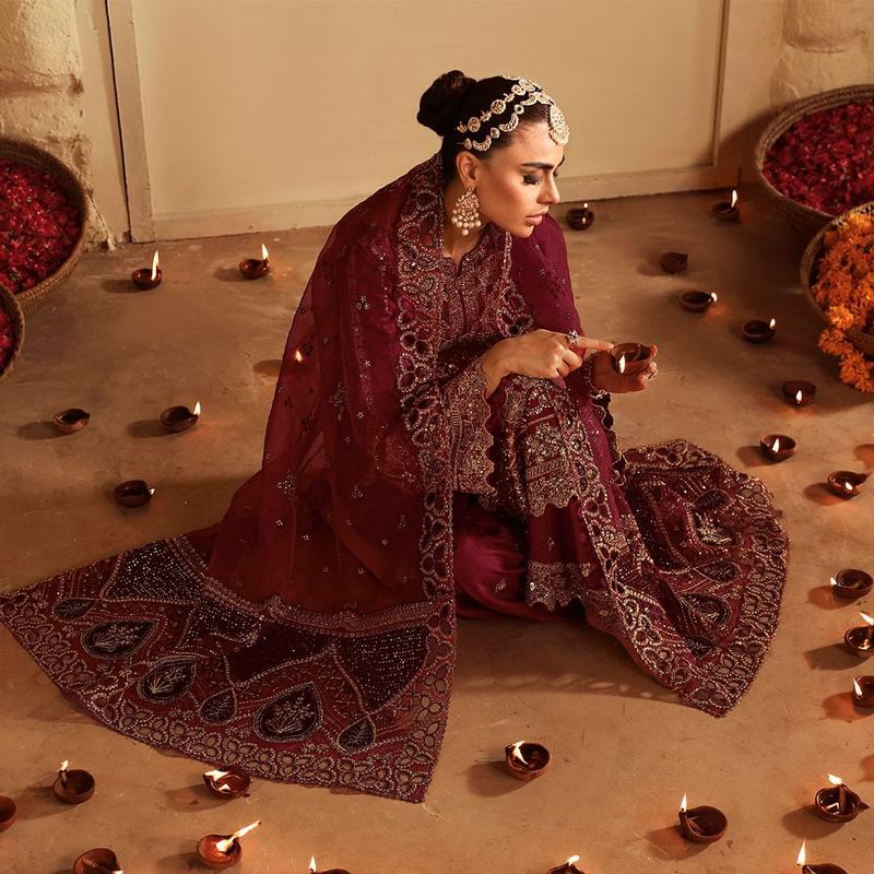 ROSHAN Premium Raw Silk SH04 - Women's Traditional Clothing colored  wedding dress Dress Dupatta