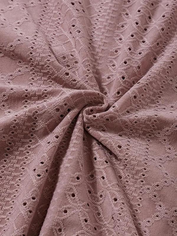  Solid Color Eyelet Embroidery Cami Nightdress, Casual Soft Comfortable Sleeveless Nightgown for Women, Women's Sleepwear for All Seasons