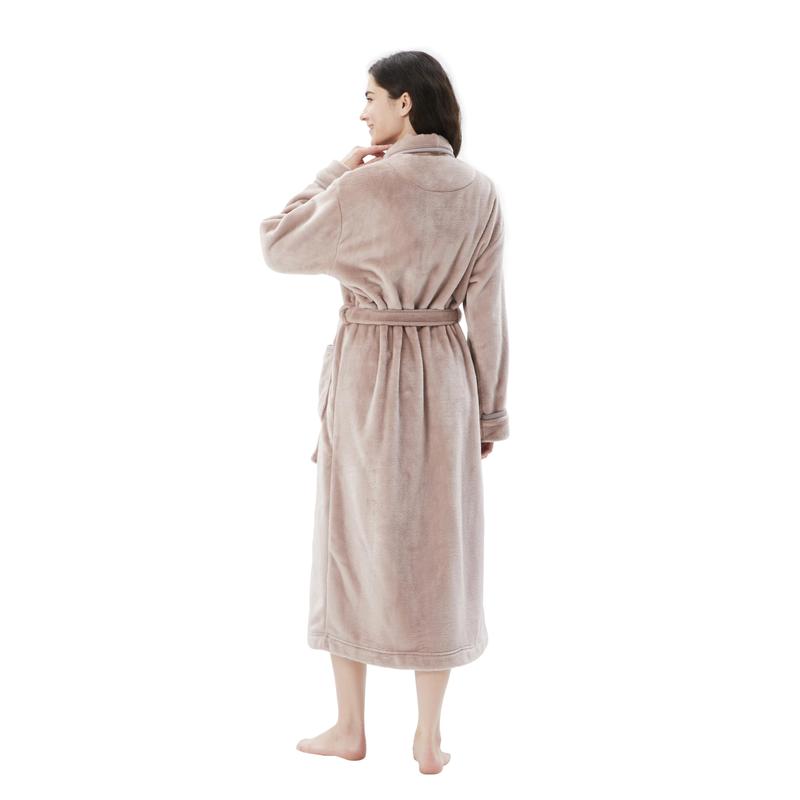 Women's Bathrobe Shawl Collar and Hooded,Lounge Sleepwear Robe Side Pockets