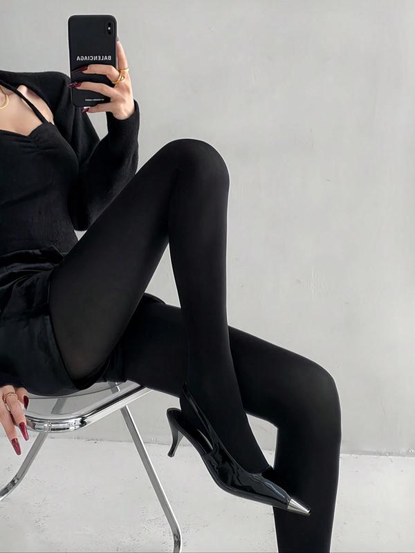 Women's Solid Color Tights, Casual Comfy High Stretch Tights for Daily Wear, Ladies Socks for All Seasons