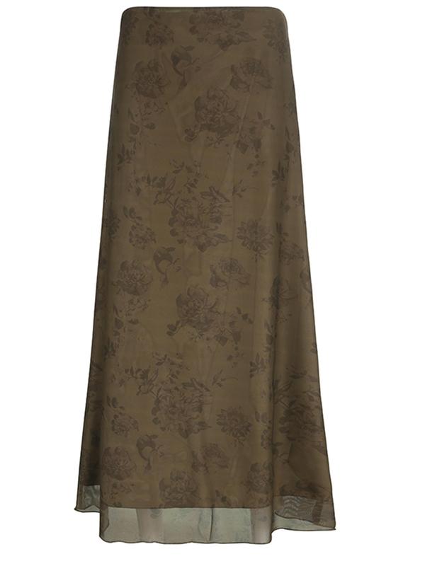 Women's Floral Print Zipper A Line Skirt, Summer Clothes Women, Casual Vintage Fashionable Long Skirt for Daily Wear, Women's Bottoms for Summer