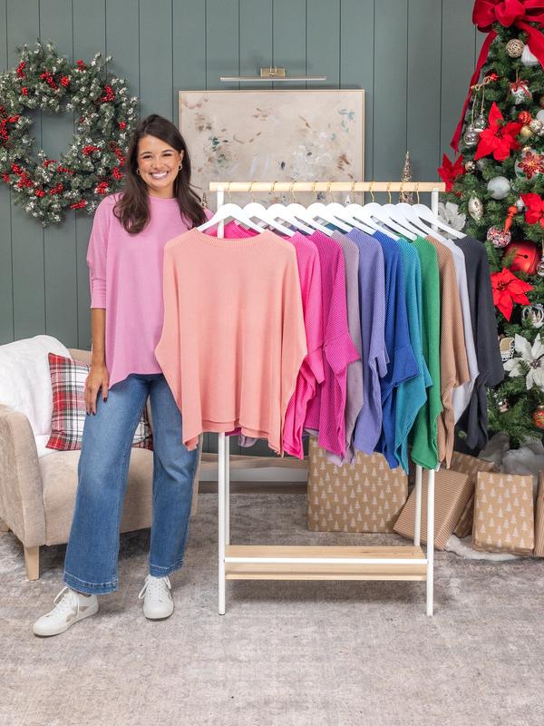 Raised Rib Easy-Fit Dolman 3 4 Sleeve Tunic by DD Design