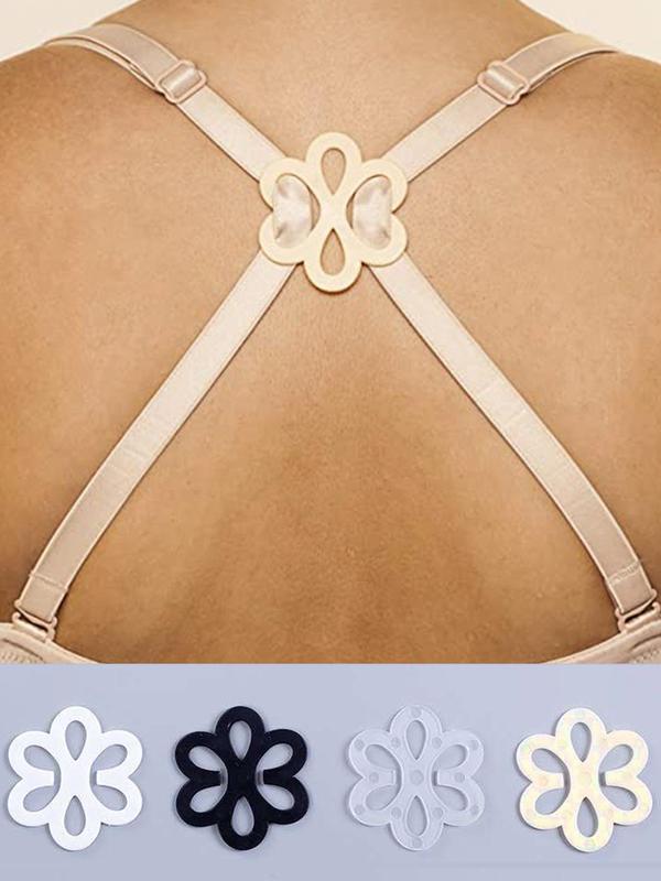4pcs Anti-slip Flower Shaped Bra Strap Clip, Invisible Bra Strap Buckle, Women's Lingerie Underwear Accessories