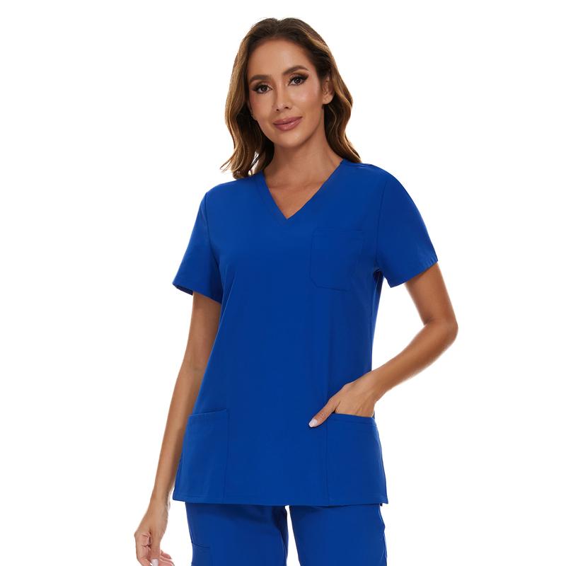 Cozyfit Scrub Tops for Woman - Soft Stretch, V-Neck Top Scrubs with 3 Pockets, Easy Care for Women Womenswear Clothing