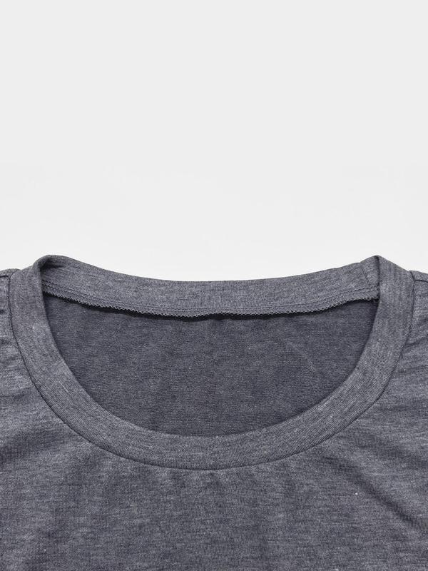 Women's Solid Round Neck Tee, Casual Short Sleeve Crew Neck T-shirt for Summer, Basic Tees, T Shirts for Women, Ladies Clothes for Daily Wear