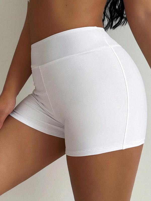 Women's Solid High Waist Short Leggings, Casual Comfy Breathable Skinny Shorts for Daily Wear, Ladies Bottoms for Summer