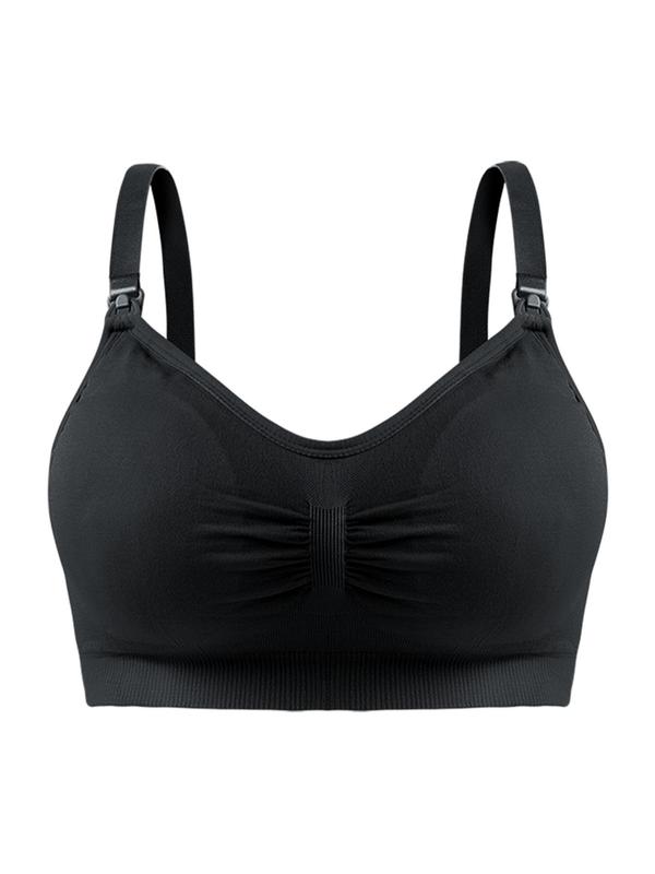 Women's Minimalist Solid Ruched Adjustable Strap Bralettes, Lady Basic Comfy Breathable Seamless Wireless Spaghetti Strap Summer Bras for Women, Casual Style Lingerie, Lingerie Top for Daily Wear, Womenswear Underwear