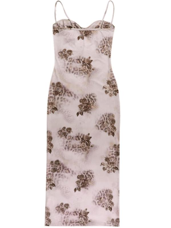 Women's Floral Print Backless Bodycon Cami Dress, Elegant Sweetheart Neck Sleeveless Bodycon Dress for Party Dating Wear, Ladies Summer Clothes