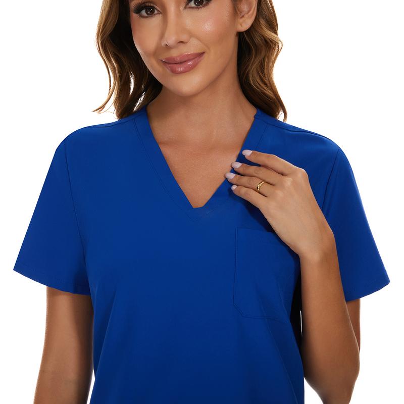 Cozyfit Scrub Tops for Woman - Soft Stretch, V-Neck Top Scrubs with 3 Pockets, Easy Care for Women Womenswear Clothing