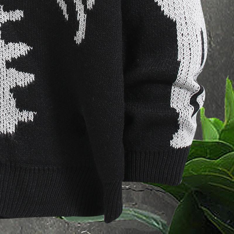 Skeleton Print Long Sleeve Cardigan Sweaters V Neck Button Down Outwear Coats
