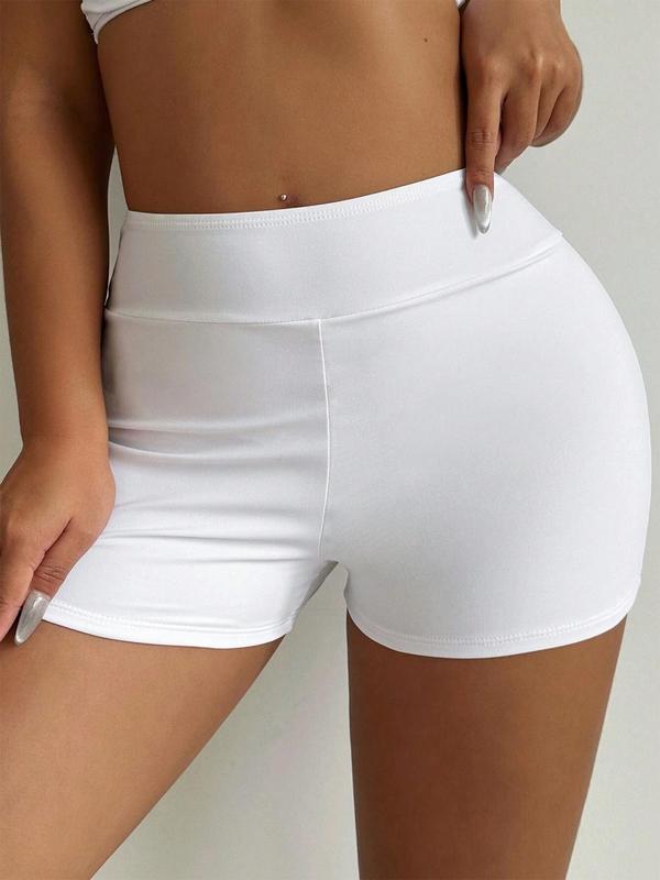 Women's Solid High Waist Short Leggings, Casual Comfy Breathable Skinny Shorts for Daily Wear, Ladies Bottoms for Summer