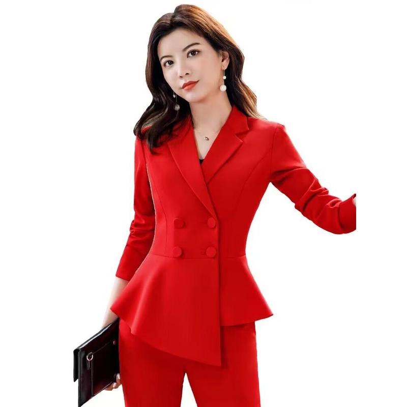 Red Suit Female President Temperament Mature Women coat 2024 fall Business Suit Suit