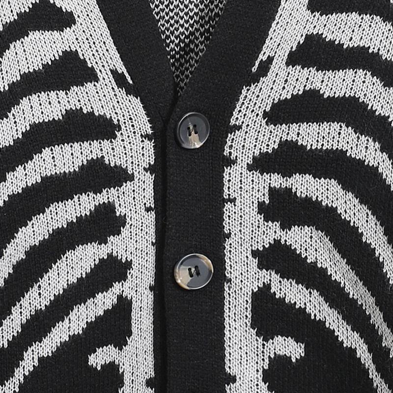 Skeleton Print Long Sleeve Cardigan Sweaters V Neck Button Down Outwear Coats