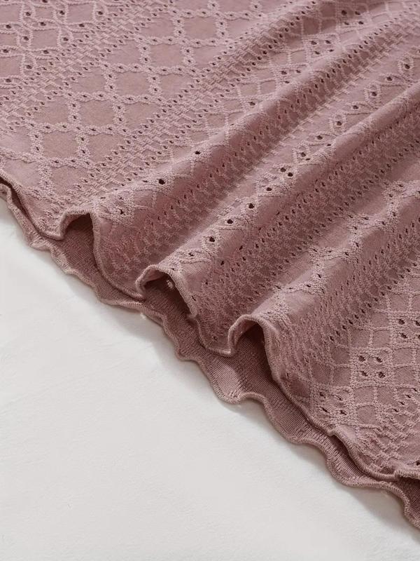  Solid Color Eyelet Embroidery Cami Nightdress, Casual Soft Comfortable Sleeveless Nightgown for Women, Women's Sleepwear for All Seasons