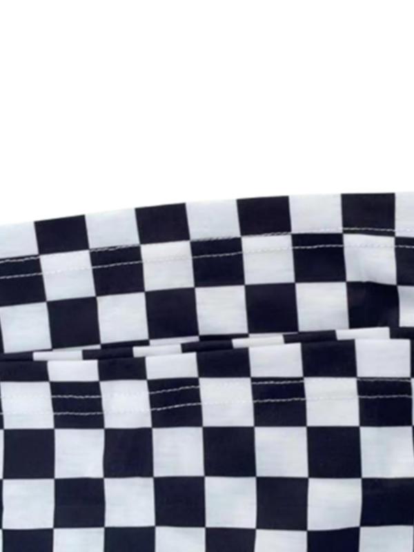 Women's Checkerboard Print Elastic Waist Wide Leg Pants, Casual High Waist Trousers for Fall, Fashion Women's Bottoms for Daily Wear, Boho Clothes, Pants for Women, Fall Outfits 2024, Comfy Pants, Preppy 80s Clothes