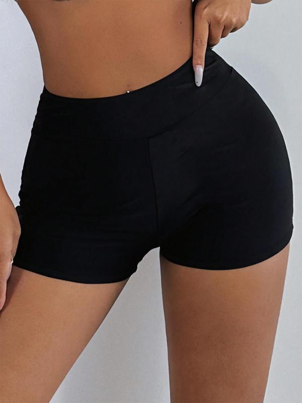Women's Solid High Waist Short Leggings, Casual Comfy Breathable Skinny Shorts for Daily Wear, Ladies Bottoms for Summer