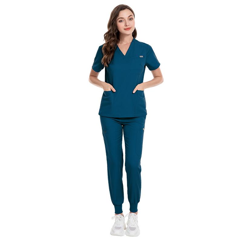 Elastic surgical gown wholesale V-neck short-sleeved hospital nurse suit female Korean version wash clothes male spot