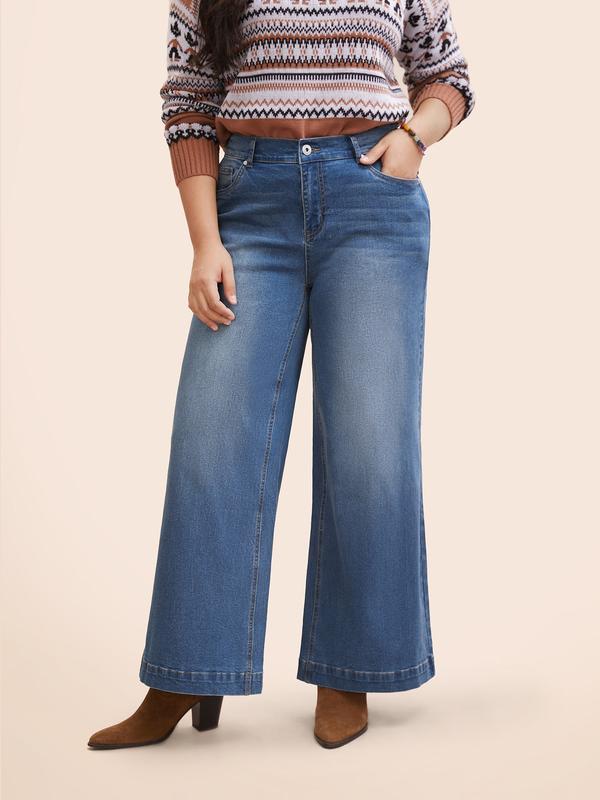 BloomChic Stretch Denim Wide Leg Cut Jeans