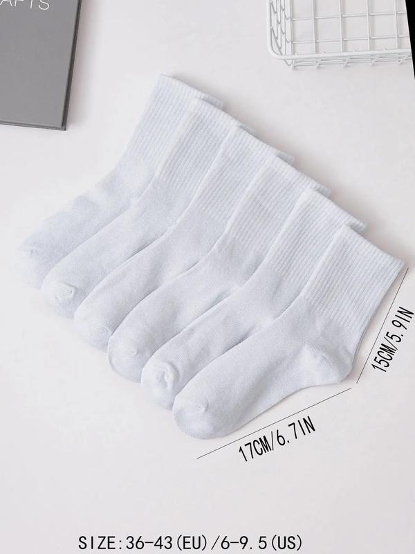 Women's 6 Pairs Solid Crew Socks, Casual Moisture Wicking Socks, Soft Comfy Breathable Socks for All Seasons Daily Wear