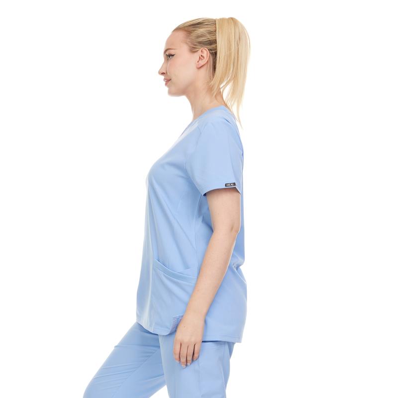 Women's V-Neck Scrub Top with Pockets - Moisture-Wicking & Light Weight - Modern Fit Comfort Cotton