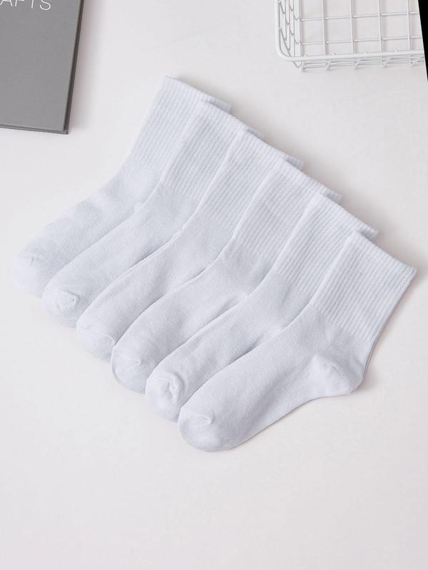 Women's 6 Pairs Solid Crew Socks, Casual Moisture Wicking Socks, Soft Comfy Breathable Socks for All Seasons Daily Wear