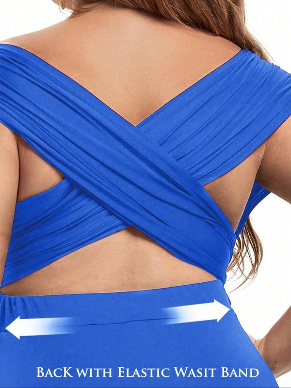   Minimalist Multi-Way Wrap Draped V Neck A Line Dress, Summer Clothes Women, Lady Chic Solid High Waist Party Evening Gown, Wedding Dresses, Women's Back To School Clothes for Summer Formal Wear, Womenswear