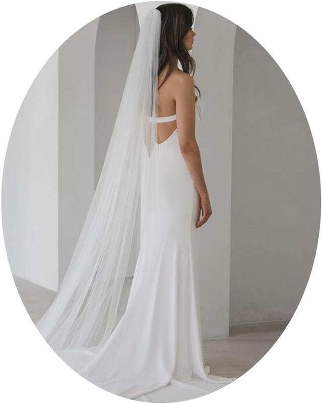 Cathedral Length Veil Bride Wedding Veils 1 Tier Bridal Long Tulle Chapel Veils for Women