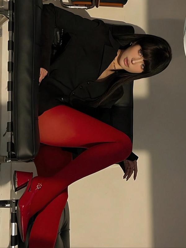 Women's Solid Color Tights, Casual Comfy High Stretch Tights for Daily Wear, Ladies Socks for All Seasons