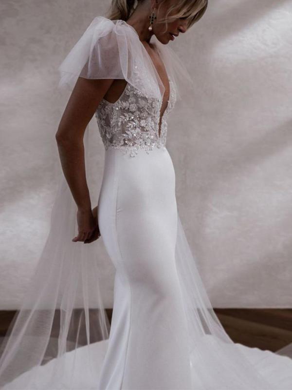 Bridal Shoulder Cape Veil, Elegant Detachable Mesh Wedding Wings Veil, Women's Wedding Accessories for All Seasons