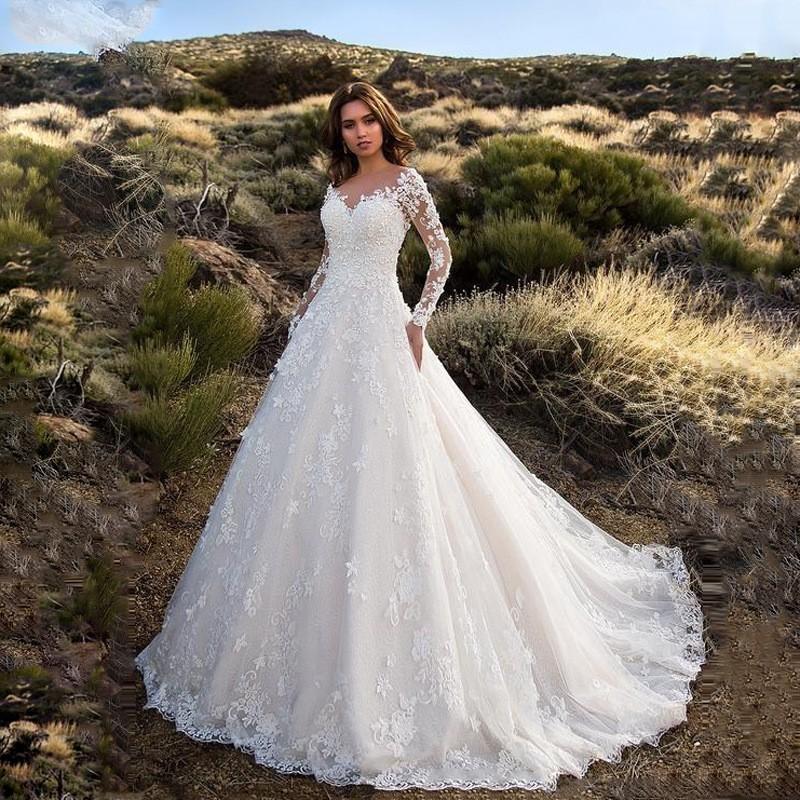 Fashionable Elegant New Women's Long-Sleeved off-Shoulder Bridal Wedding Dress Dress Formal Dress High-End Fashion