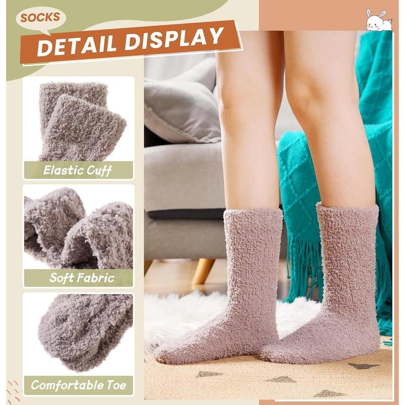 Womens Fuzzy Socks Soft Cozy Fluffy Slipper Socks Winter Warm Plush Sleeping Christmas Socks 5 Pairs