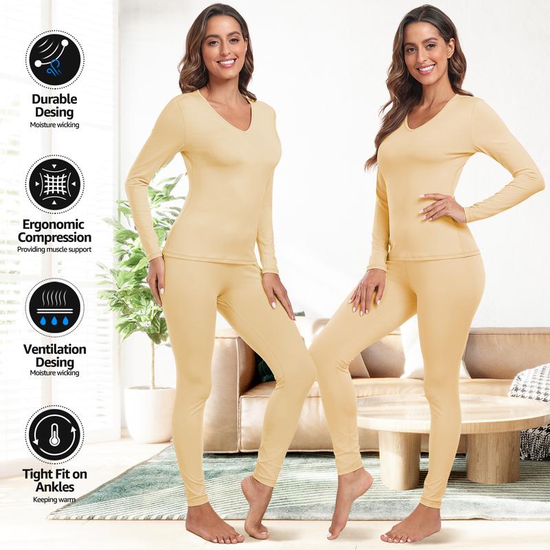 UNIQUEBELLA Womens Thermal Underwear Long Johns Base Layer Set for Women Athletic Underwear Set,Halloween&Christmas Decor,Christmas Gifts