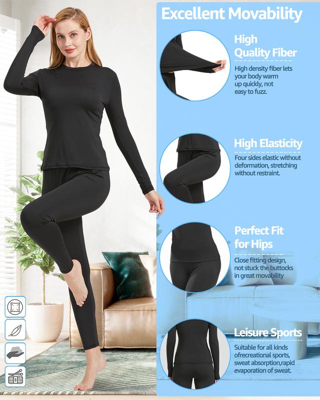 UNIQUEBELLA Womens Thermal Underwear Long Johns Base Layer Set for Women Athletic Underwear Set,Halloween&Christmas Decor,Christmas Gifts