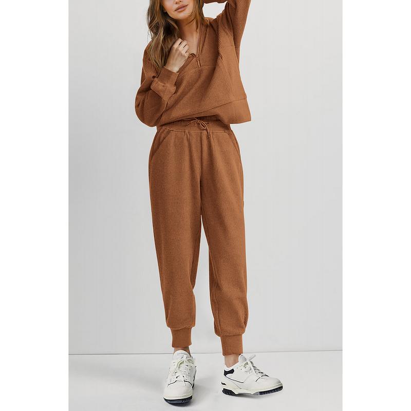 PrettyGarden Women's 2-Piece Sweatsuits Set Long Sleeve Half Zip Pullover Sweatshirt Joggers Sweatpants Comfy Outfits Soft Tracksuit Womenswear Overalls