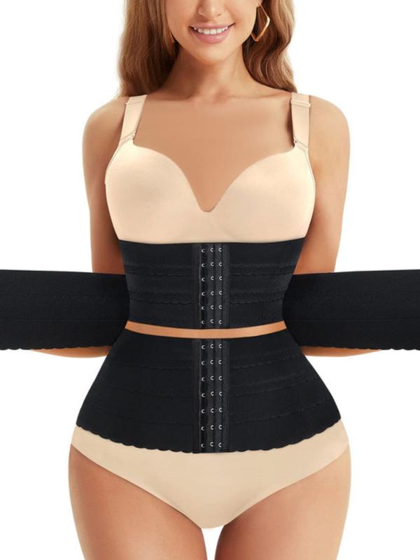 Women's Solid 3-sectional Hook & Eye Waist Trainer, High Stretch Tummy Control Corset for Daily Wear, Women Sexy Shapewear Clothes, Fall Wear 2024, 90s Clothes, Girdle