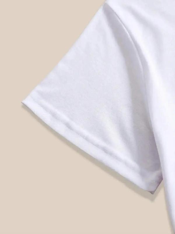 Women's Letter Print Round Neck Tee, Fashion Casual Crew Neck Short Sleeve T-shirt for Daily Holiday Vacation Outdoor Wear, Ladies Clothes for Summer