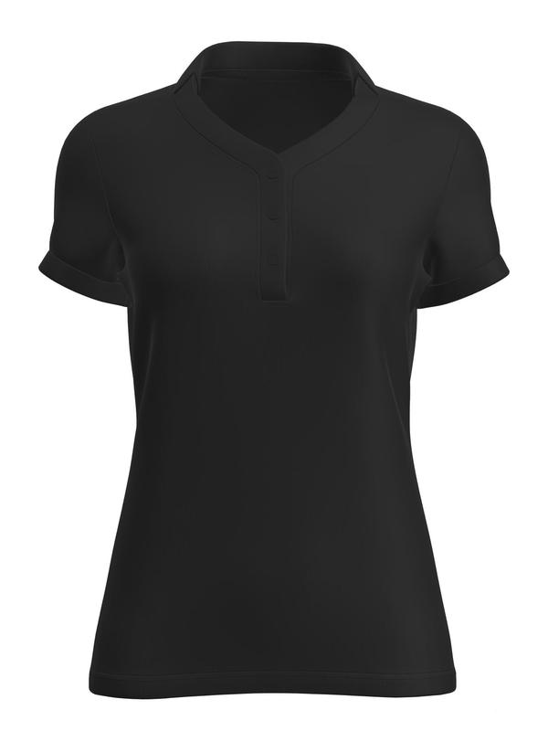Women's Plain V Neck Polo Shirt, Summer Clothes Women, Casual Comfy Breathable Short Sleeve Half Button Front Top for Summer, Ladies Sportswear for Outdoor Golf Tennis