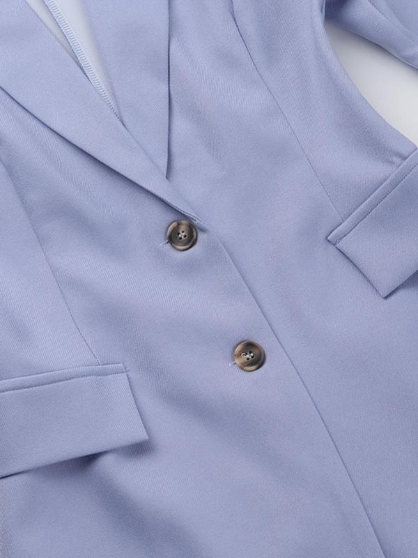 Women's Solid Button Front Blazer & Zipper Short Skirt Two-Piece Set, Elegant Lapel Neck Long Sleeve Outerwear & Zipper Design Skirt for Work Office Business, Ladies Spring & Fall Clothes