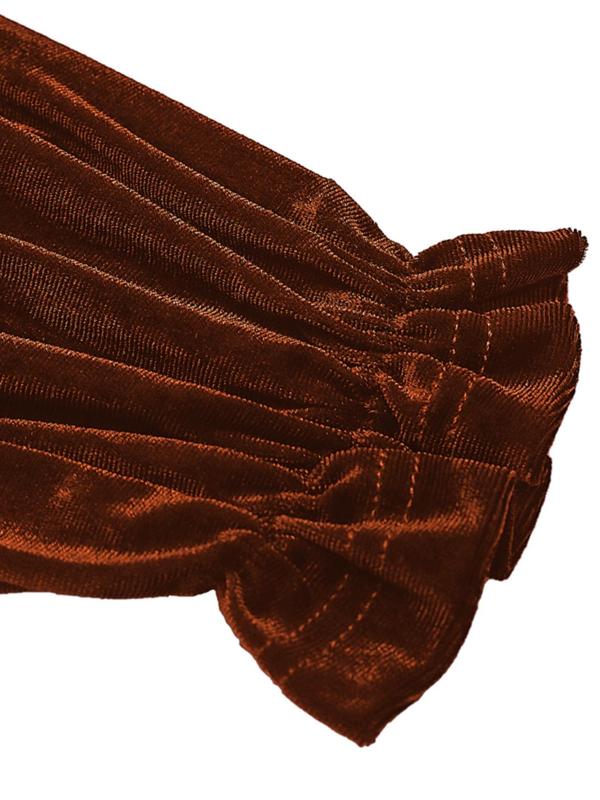 Women's Velvet Wrap V Neck Flounce Sleeve Dress, Casual Ruffle Trim Frill Trim A Line Short Dress for Fall & Winter, Women's Clothing for Daily Wear