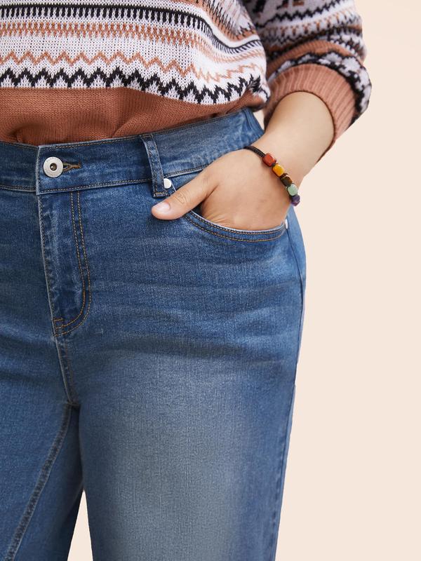 BloomChic Stretch Denim Wide Leg Cut Jeans