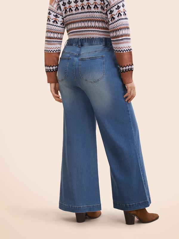 BloomChic Stretch Denim Wide Leg Cut Jeans