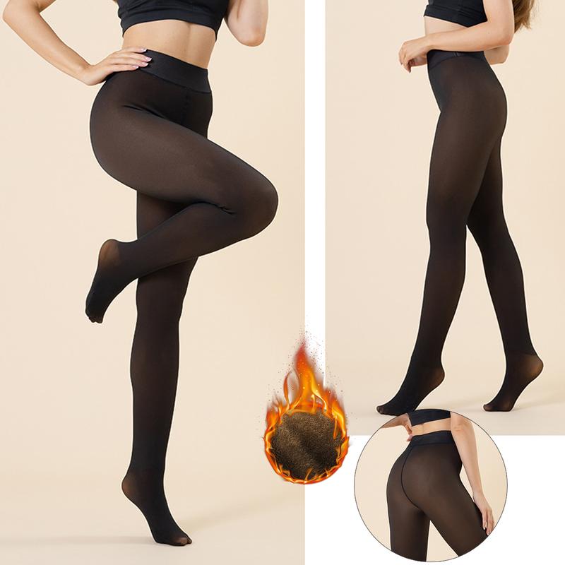 V'SECRET Women Winter Tights Fake Fleece Tights Opaque Fleece lined Leggings Fake Transparent Thermal Pantyhose Elastic Skinny Pants