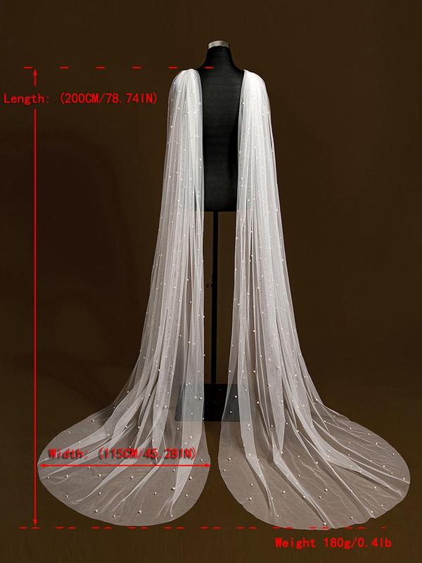 Faux Pearl Decorated Wedding Wraps with Clip, 2pcs Elegant Mesh for Wedding Party, Wedding Bridal Party Dress Up Accessories