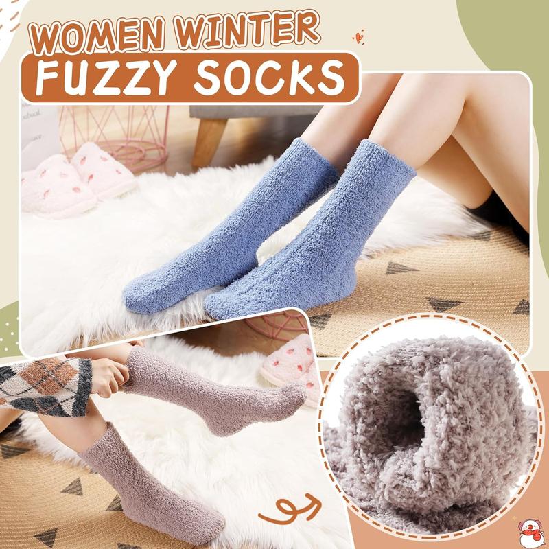 Womens Fuzzy Socks Soft Cozy Fluffy Slipper Socks Winter Warm Plush Sleeping Christmas Socks 5 Pairs