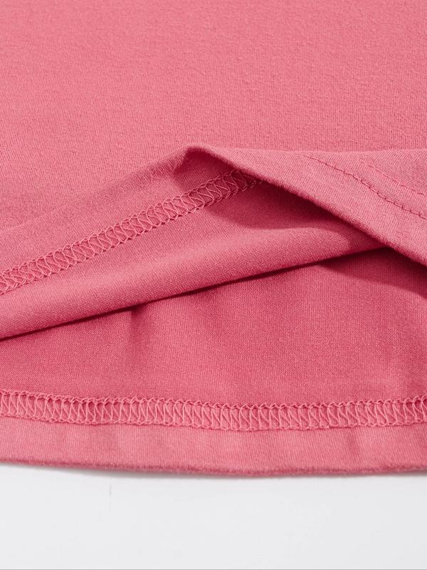 Women's Letter Print Round Neck Tee, Casual Short Sleeve Crew Neck T-shirt for Summer, Fashion Women's Top for Daily Wear