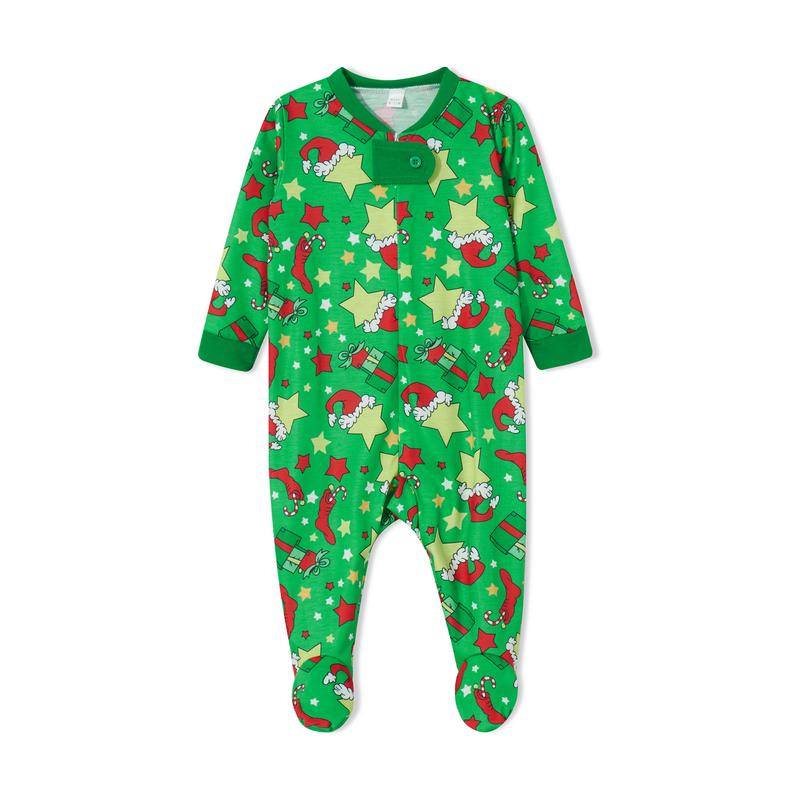 Matching Christmas Pajamas For Family Long Sleeve Cartoon Print Tops + Trousers Set Winter Holiday Sleepwear