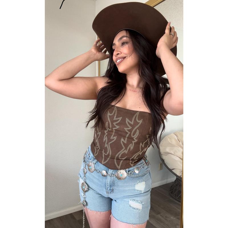 Embroidered Western Corset Top